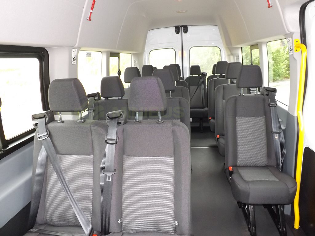 17 Seat Ford Transit Drive on D1 Minibus Leasing Interior Seating Grab Rail