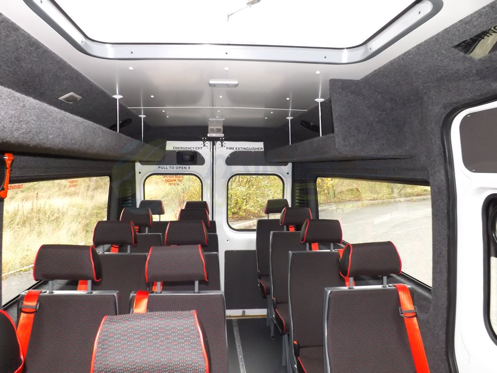 17 Seat Peugeot Boxer CanDrive Flexi School Minibus Leasing Interior Seats Front