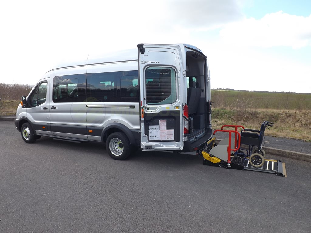 17 Seat Ford Transit Wheelchair Accessible Minibus Leasing Exterior Rear Wheelchair Lift
