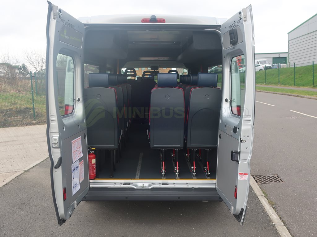 Peugeot Boxer L3H2 CanDrive Flexi 17 Seat Minibus External Rear Doors Open