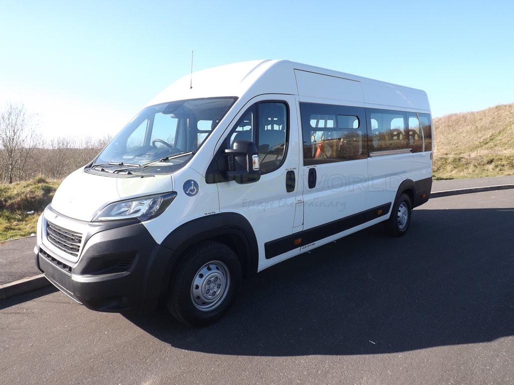 17 Seat Peugeot Boxer Wheelchair Accessible CanDrive Minibus Leasing Exterior Front Right