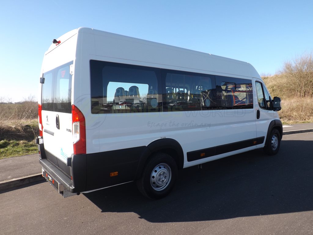 17 Seat Peugeot Boxer Wheelchair Accessible CanDrive Minibus Leasing Exterior Rear Left