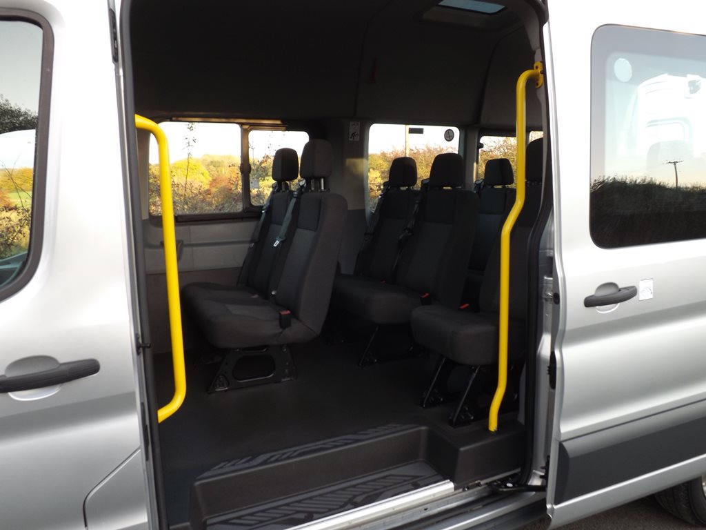 Ford Transit 17 Seat Euro 6 ULEZ Compliant PSV Minibus in Moondust Silver with Low Visibility Pack
