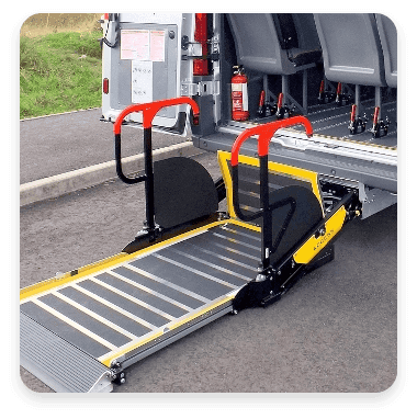 Electric underfloor wheelchair lift for a minibus