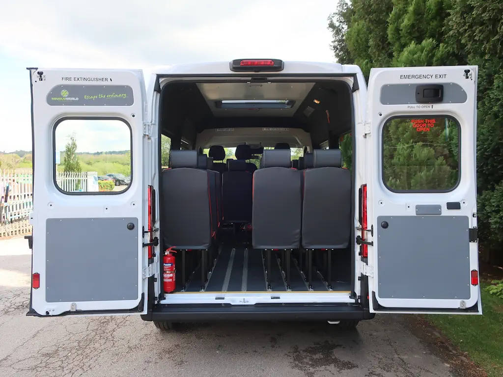Peugeot-Boxer-Professional-15-Seat-Shuttle-Minibus-External-Rear-Doors-Fully-Open