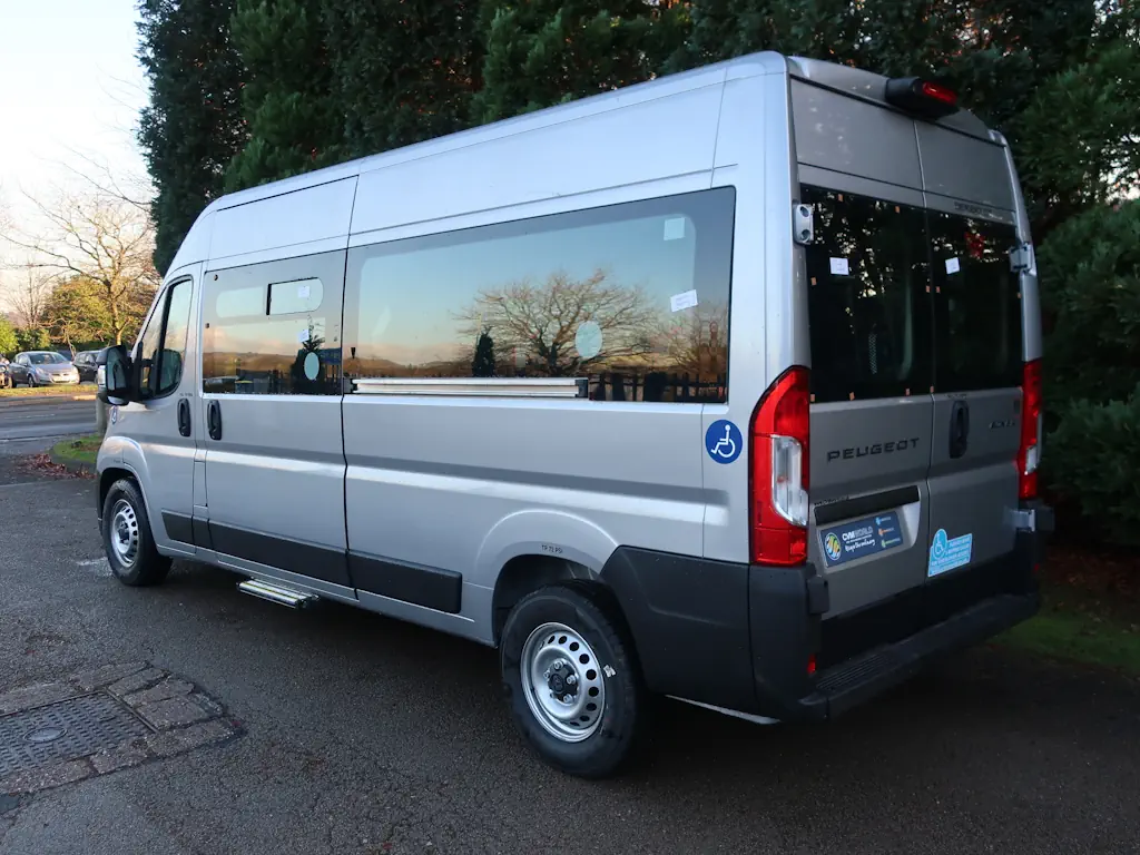 Peugeot-Boxer-Professional-L3-H2-14-Seat-EasyOn-Wheelchair-Accessible-Minibus-With-Onboard-Lift-For-Sale-External-Rear-Left