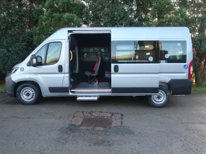 Peugeot-Boxer-Professional-L3-H2-14-Seat-EasyOn-Wheelchair-Accessible-Minibus-With-Onboard-Lift-For-Sale-External-Side-Left-Door-Open