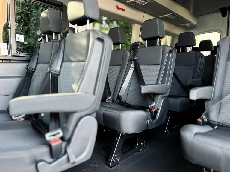 Interior of the 2025 Ford Transit 17-seater