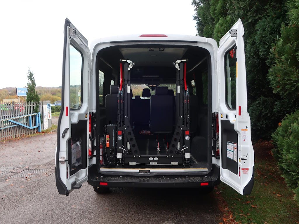 Ford-Transit-Leader-9-Seat-Wheelchair-Accessible-Minibus-For-Sale-External-Rear-Doors-Open