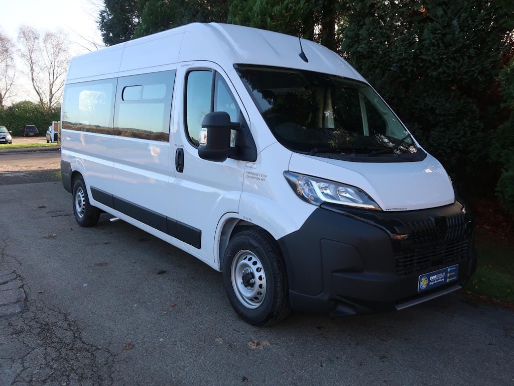 Peugeot-Boxer-Professional-14-Seat-EasyOn-Wheelchair-Accessible-Minibus-With-Onboard-Lift-For-Sale-External-Front-Offside