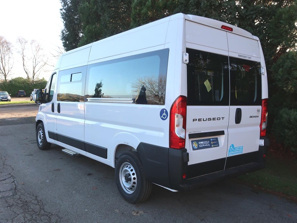 Peugeot-Boxer-Professional-14-Seat-EasyOn-Wheelchair-Accessible-Minibus-With-Onboard-Lift-For-Sale-External-Rear-Nearside